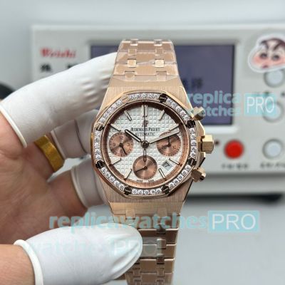 Swiss Copy Audemars Piguet Royal Oak Rose Gold Diamond 7750 Ladies' Watch 38mm 